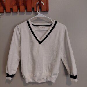 Ellison White Sweater with Black Trim